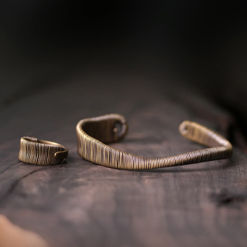 Bracelet manchette ajustable en cuivre pour la chance et la richesse | Bracelets spirituels