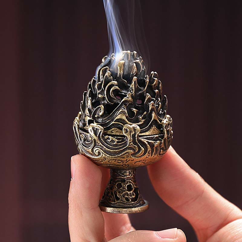 Brûle-encens tibétain en alliage de cuivre 4,5 cm Mini méditation