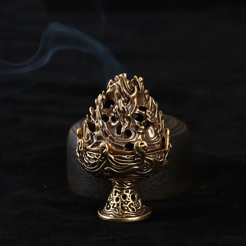 Brûle-encens tibétain en alliage de cuivre 4,5 cm Mini méditation