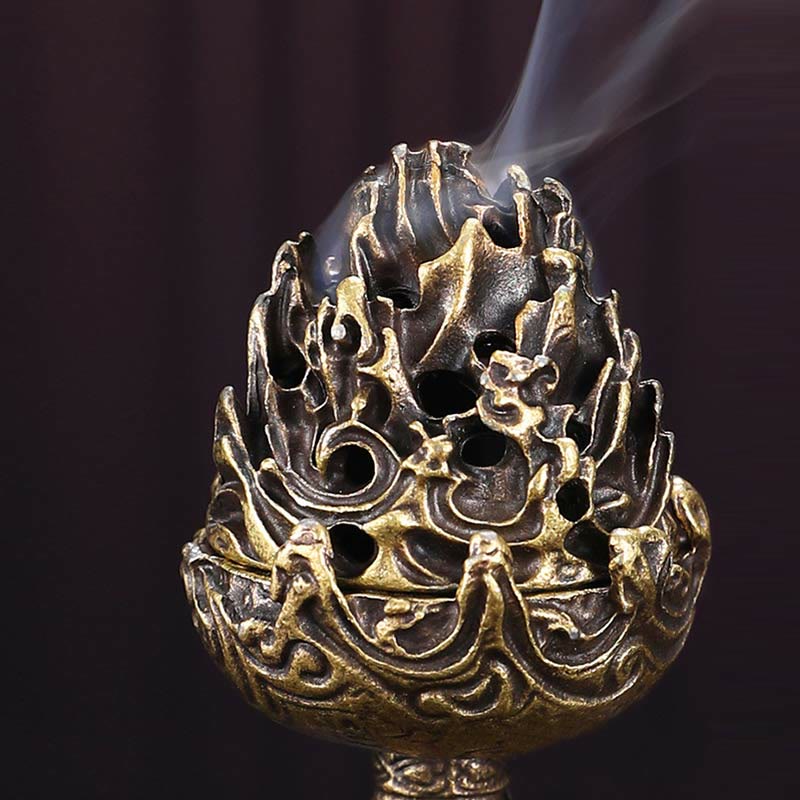 Brûle-encens tibétain en alliage de cuivre 4,5 cm Mini méditation
