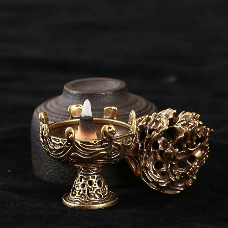 Brûle-encens tibétain en alliage de cuivre 4,5 cm Mini méditation