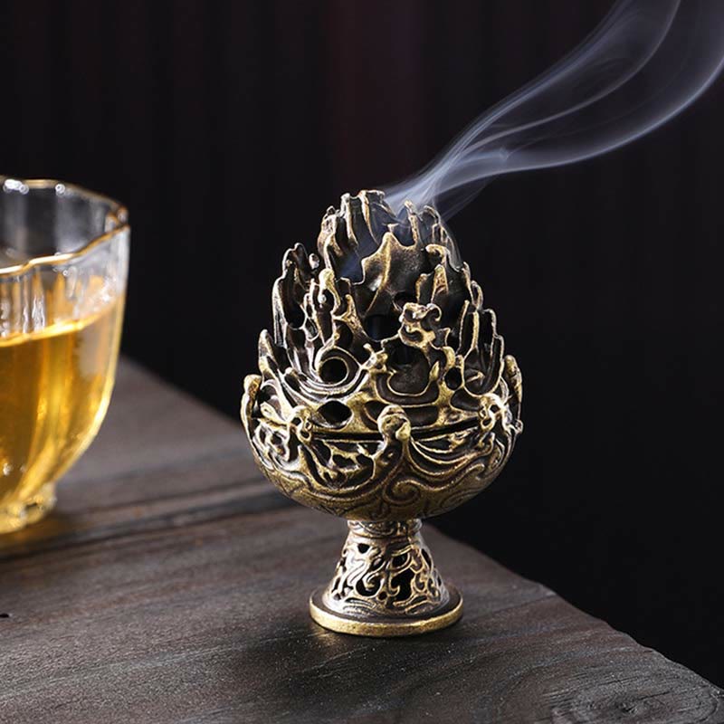 Brûle-encens tibétain en alliage de cuivre 4,5 cm Mini méditation