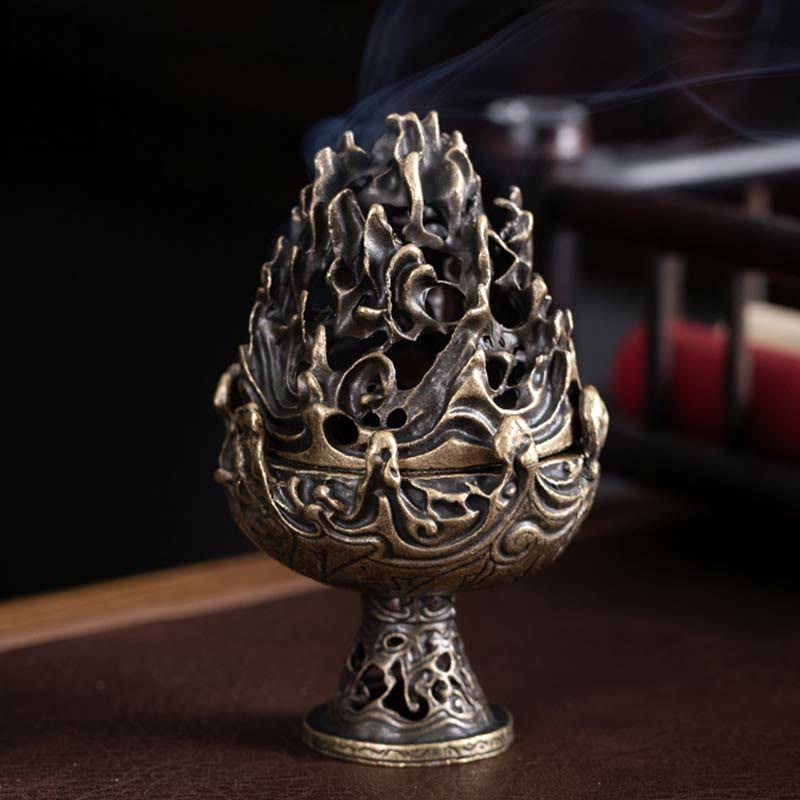 Brûle-encens tibétain en alliage de cuivre 4,5 cm Mini méditation