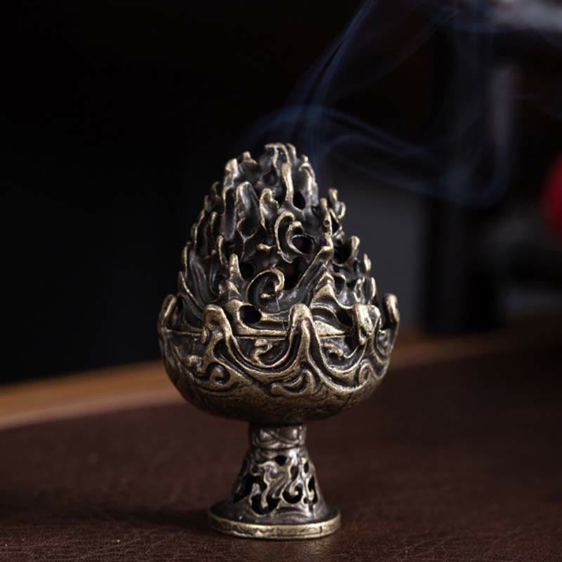 Brûle-encens tibétain en alliage de cuivre 4,5 cm Mini méditation