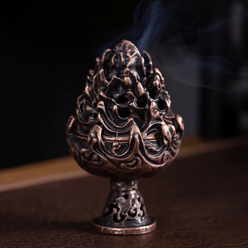 Brûle-encens tibétain en alliage de cuivre 4,5 cm Mini méditation