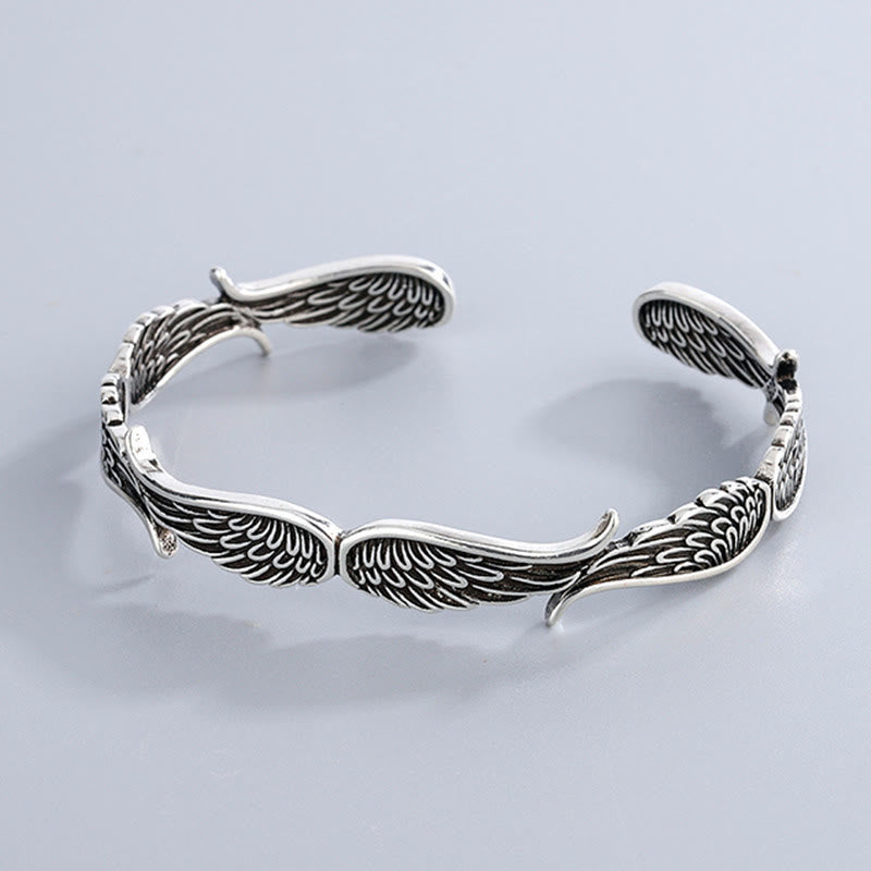 Bracelet manchette porte-bonheur en cuivre avec ailes d'ange pour la guérison spirituelle