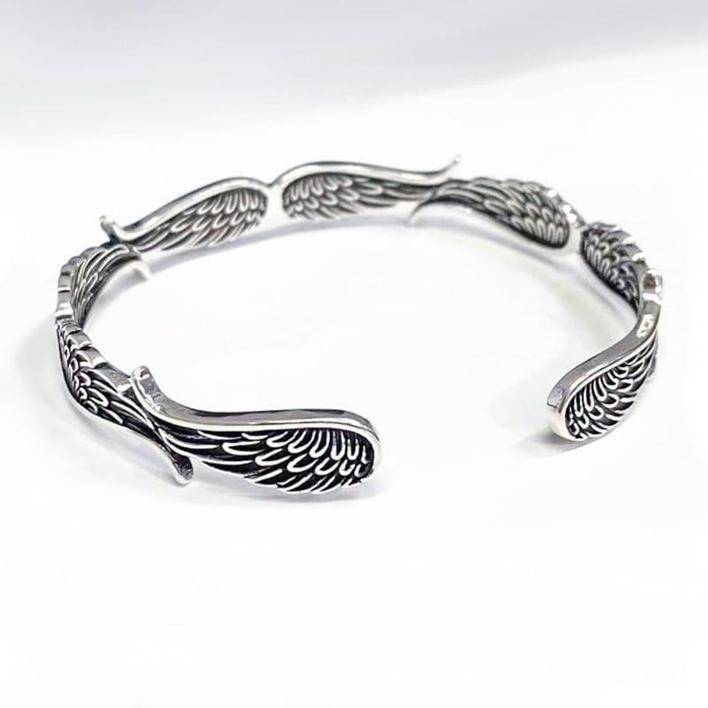 Bracelet manchette porte-bonheur en cuivre avec ailes d'ange pour la guérison spirituelle