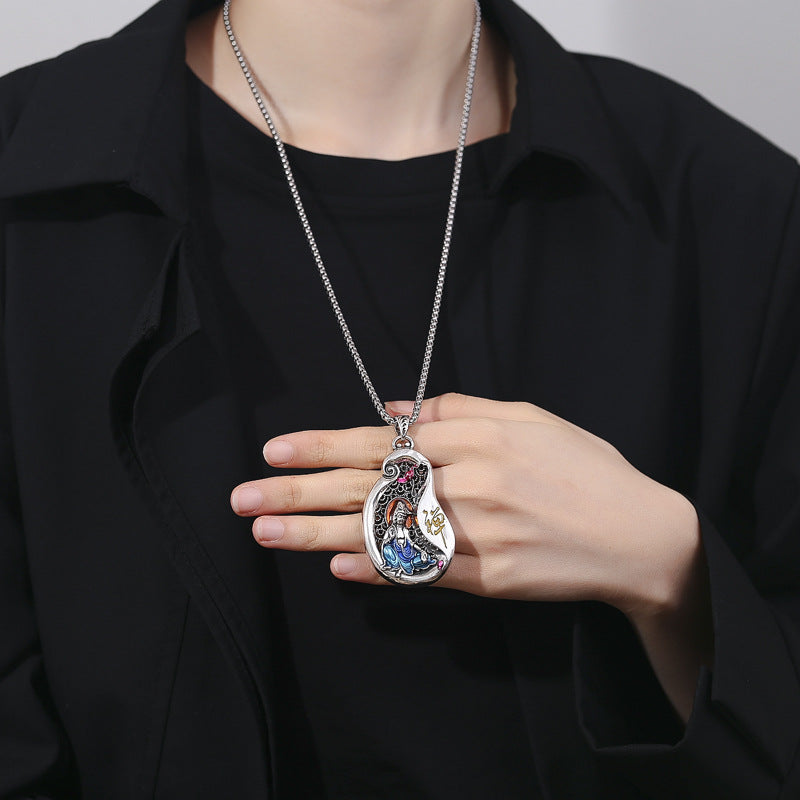 Collier de richesse en cuivre Avalokitesvara Lotus pour la croissance spirituelle