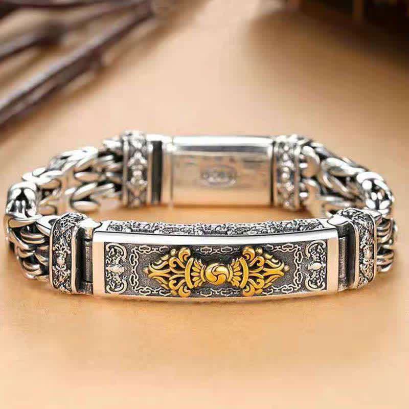 Bracelet d'équilibre en cuivre avec motif Vajra Dorje tressé torsadé