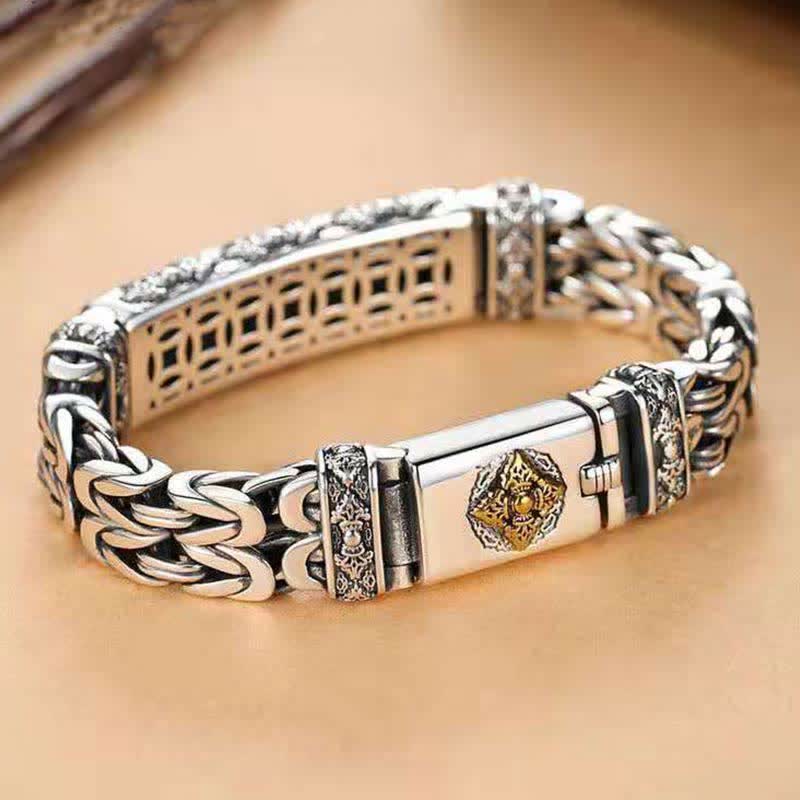 Bracelet d'équilibre en cuivre avec motif Vajra Dorje tressé torsadé