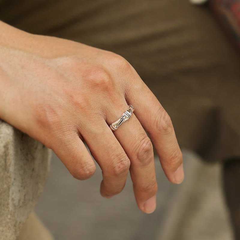 Bague spirituelle en cuivre et bambou pour la chance et la richesse