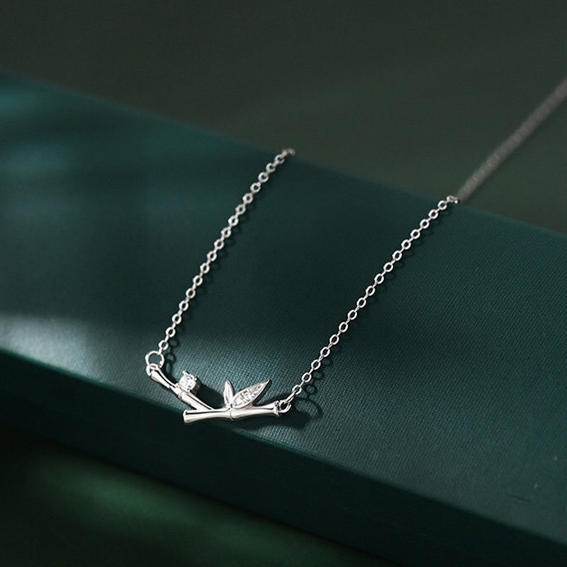 Collier spirituel en feuille de bambou en cuivre pour la richesse et la croissance