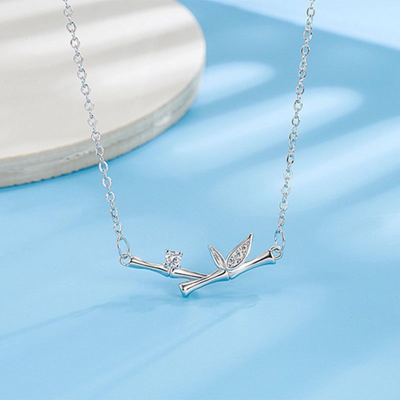Collier spirituel en feuille de bambou en cuivre pour la richesse et la croissance