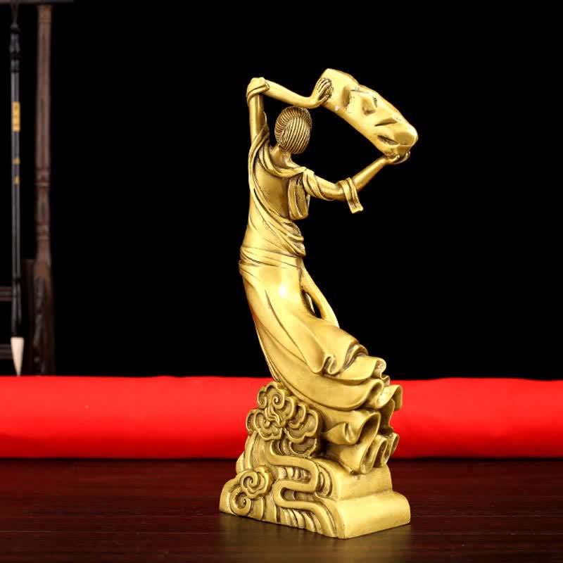 Statue de protection du Bodhisattva Nuwa en cuivre 11x8x27cm