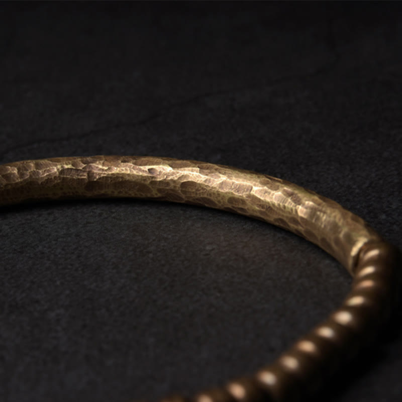 Bracelet spirituel porte-bonheur et richesse en perles de cuivre et laiton