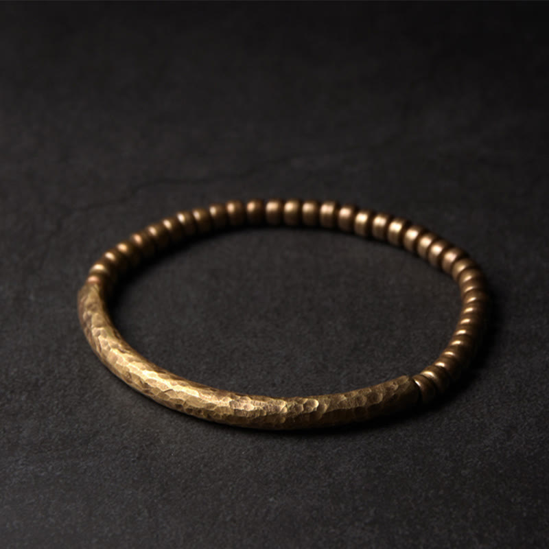 Bracelet spirituel porte-bonheur et richesse en perles de cuivre et laiton