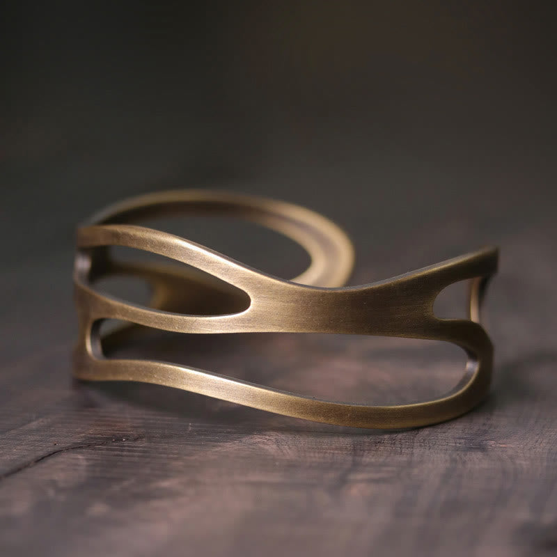 Bracelet manchette réglable unisexe en cuivre et laiton pour la richesse spirituelle