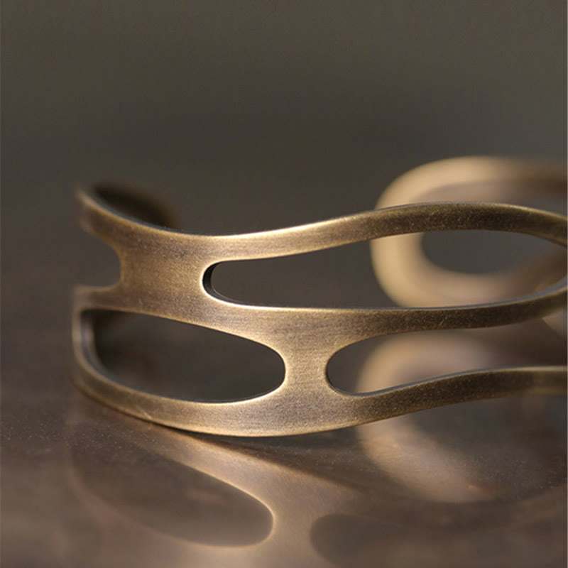 Bracelet manchette réglable unisexe en cuivre et laiton pour la richesse spirituelle