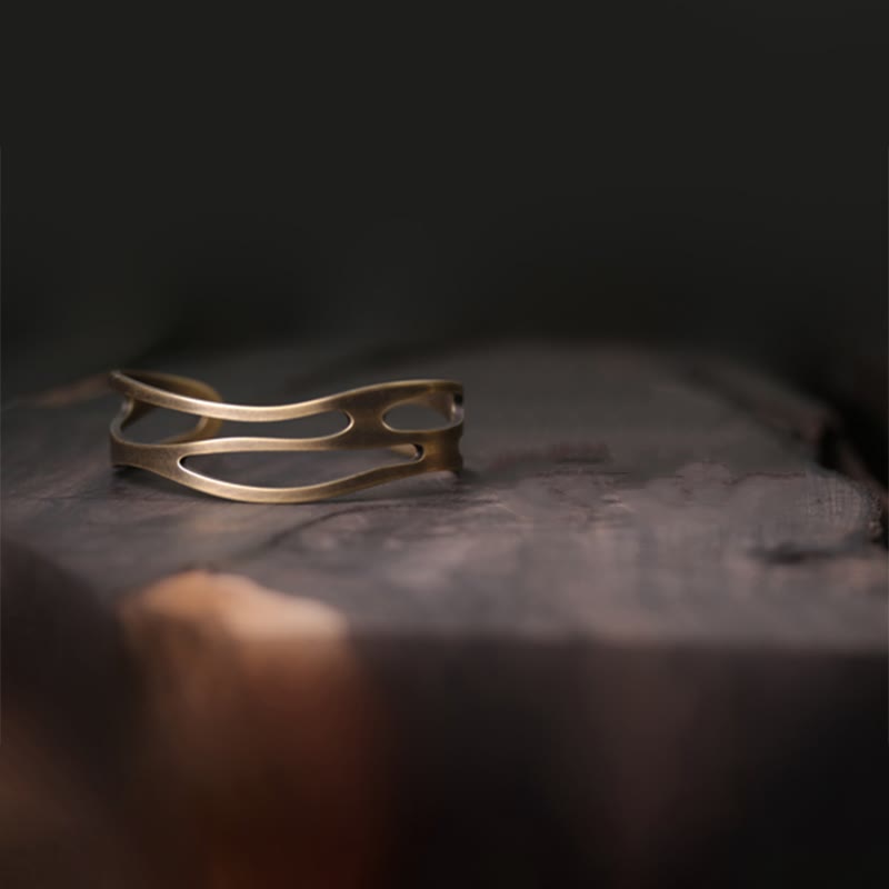 Bracelet manchette réglable unisexe en cuivre et laiton pour la richesse spirituelle