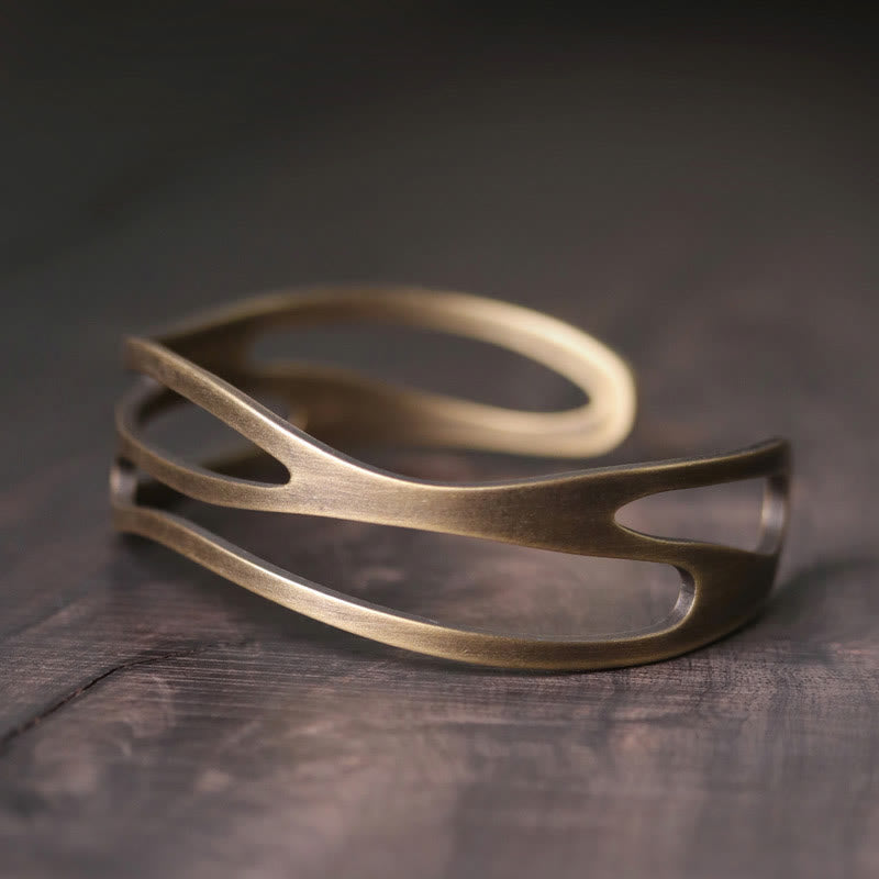 Bracelet manchette réglable unisexe en cuivre et laiton pour la richesse spirituelle