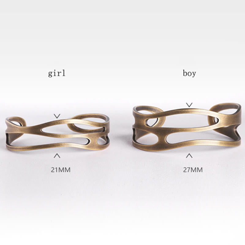 Bracelet manchette réglable unisexe en cuivre et laiton pour la richesse spirituelle