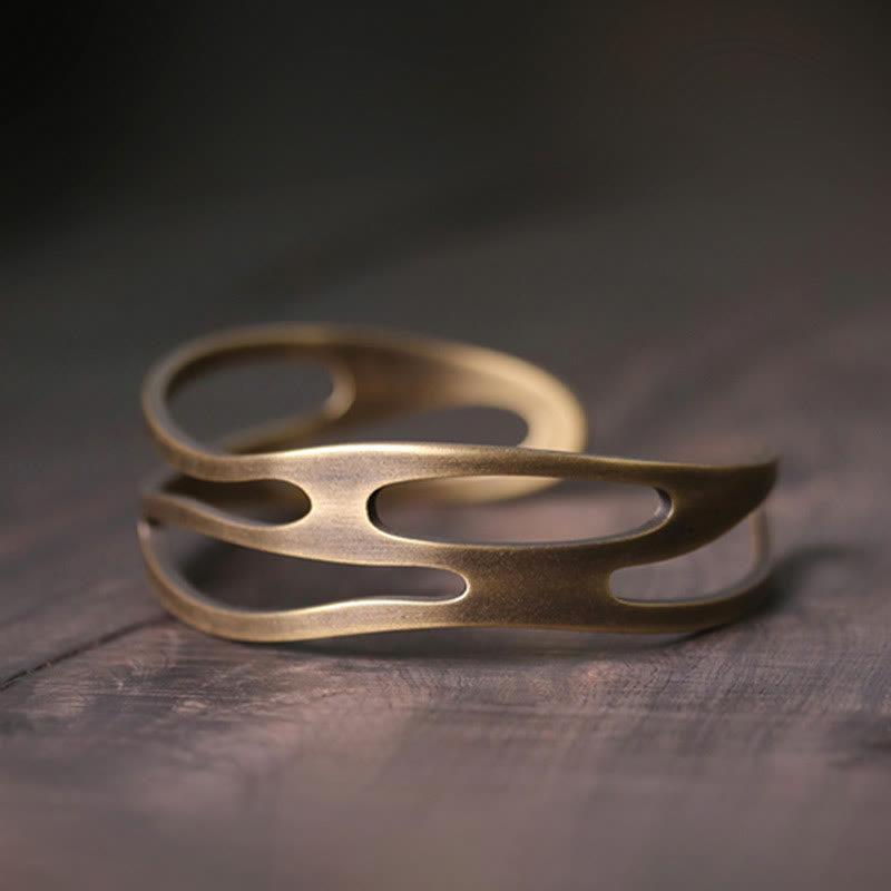 Bracelet manchette réglable unisexe en cuivre et laiton pour la richesse spirituelle