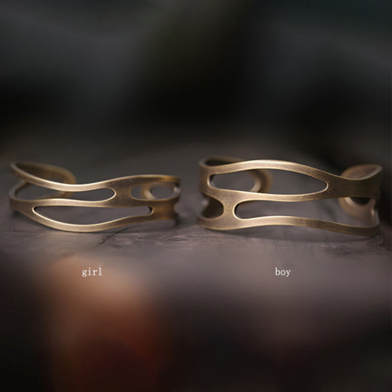 Bracelet manchette réglable unisexe en cuivre et laiton pour la richesse spirituelle