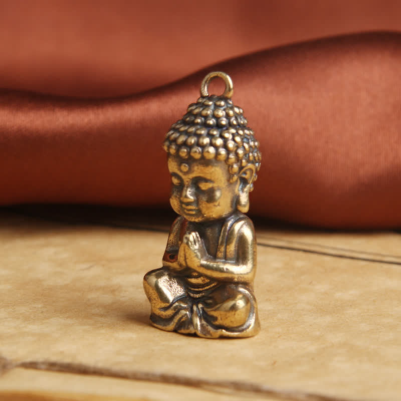 Porte-clés pendentif Bouddha de compassion en cuivre pour la pleine conscience