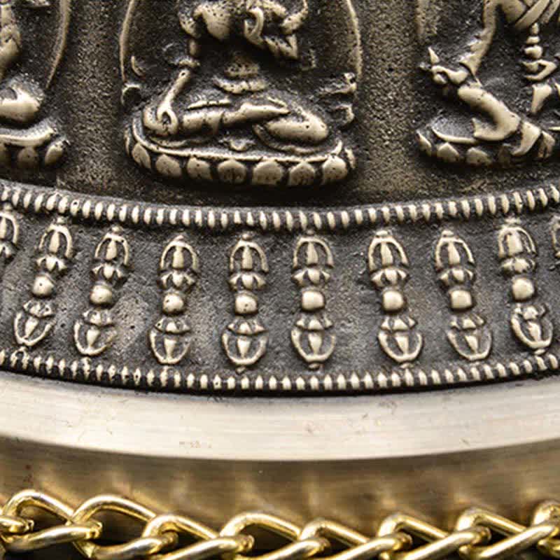 Carillon à vent en cuivre Bouddha Dragon Cloche 15,5 x 20,5 cm Décor Zen