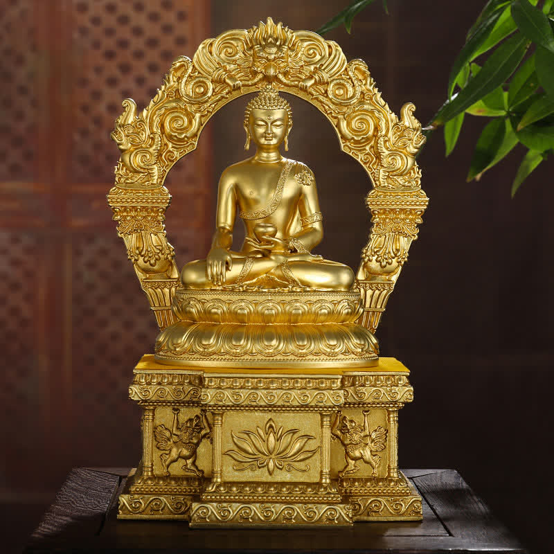 Statue de Bouddha en cuivre | Figurine de Bouddha de médecine Shakyamuni Amitabha