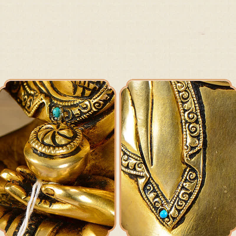 Statue de Bouddha en cuivre Shakyamuni Compassion 21 cm Décor