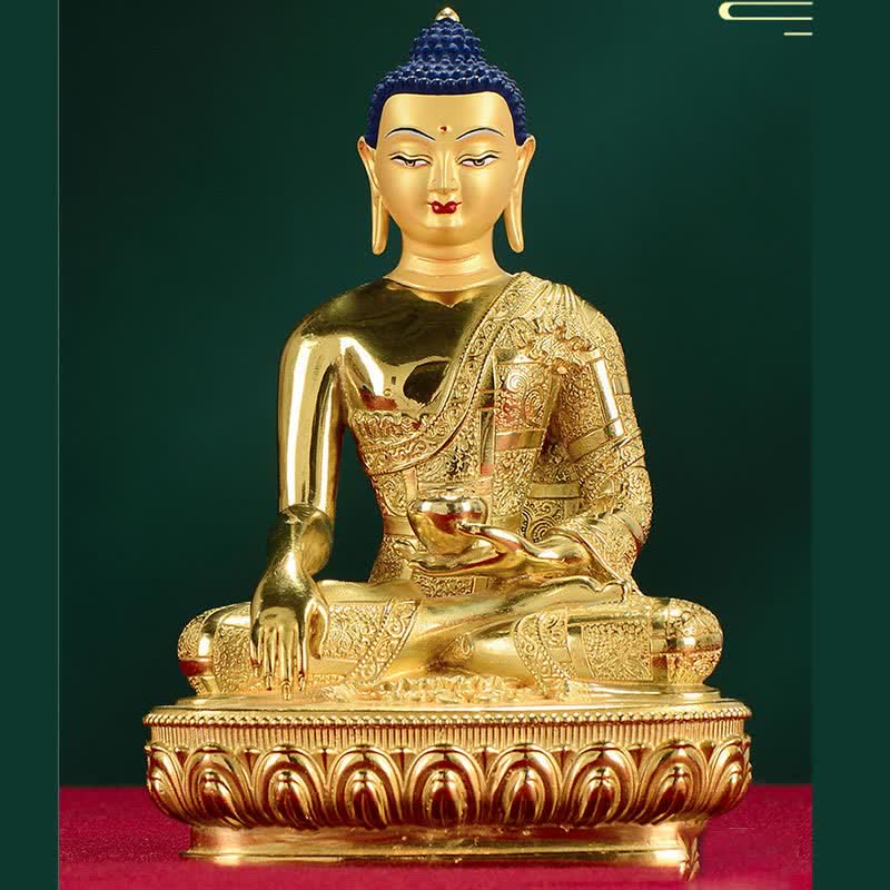 Statue de Bouddha en cuivre Figurine Shakyamuni 16,5 cm Illumination