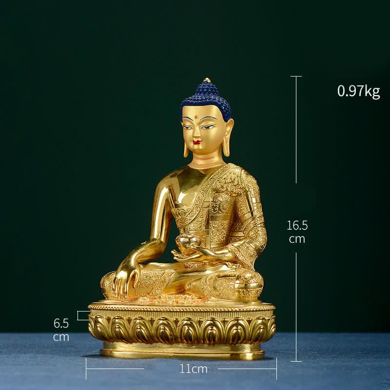Statue de Bouddha en cuivre Figurine Shakyamuni 16,5 cm Illumination