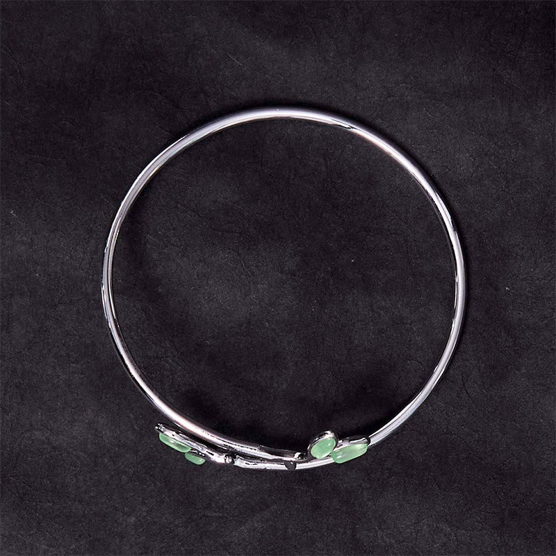 Bracelet manchette de soutien en cuivre à motif œil de chat et feuilles