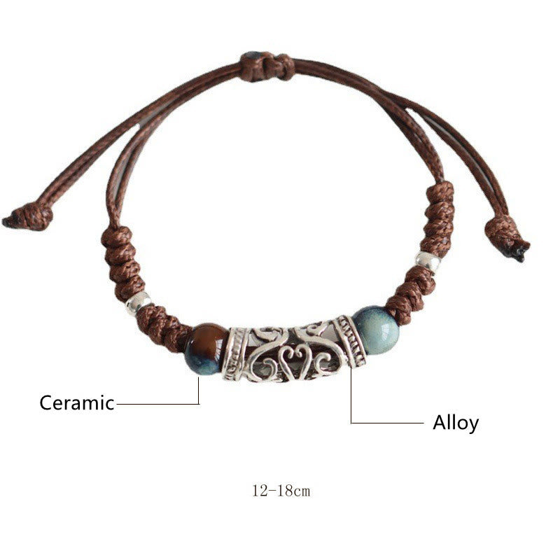 Bracelet spirituel en perles de céramique et de cuivre pour la richesse et la guérison