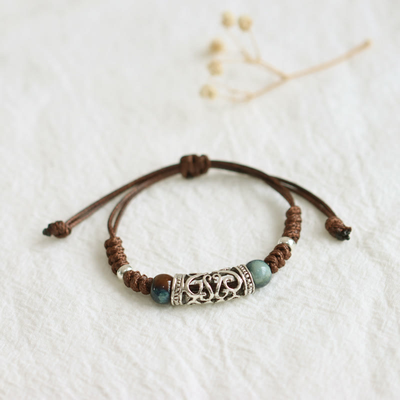 Bracelet spirituel en perles de céramique et de cuivre pour la richesse et la guérison