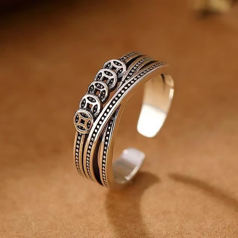 Bague spirituelle en cuivre pour l'équilibre de la richesse et de la chance