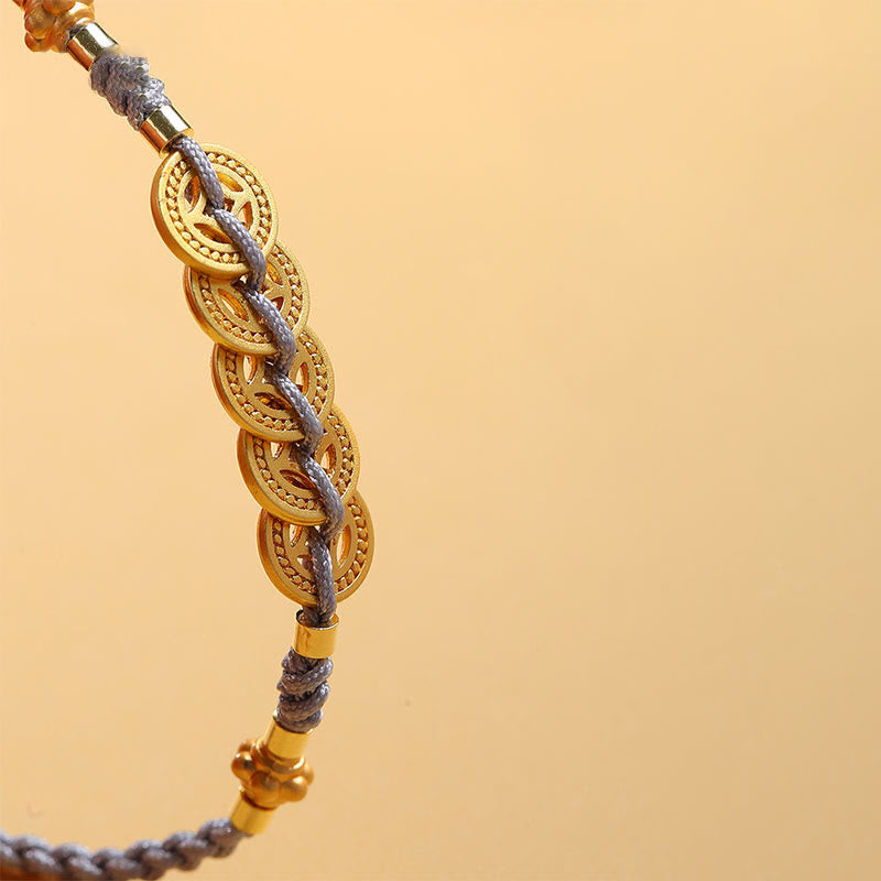 Bracelet Arbre de Vie en Cuivre avec Perle et Corde Bleue
