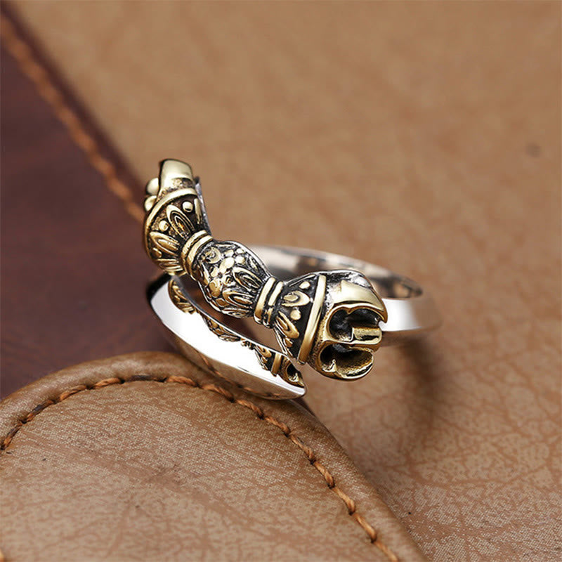 Bague de protection spirituelle réglable en cuivre Dorje Vajra