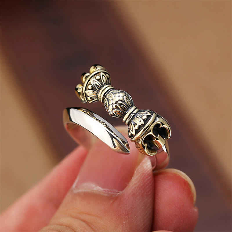 Bague de protection spirituelle réglable en cuivre Dorje Vajra