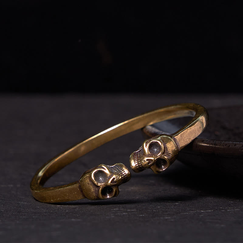 Bracelet de protection spirituelle en cuivre à double tête de mort