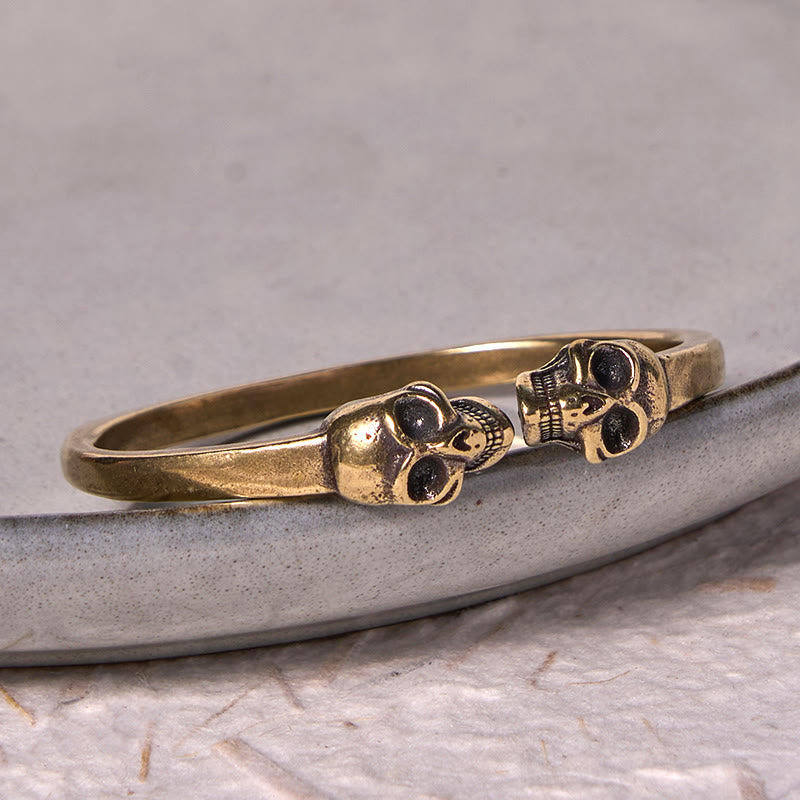 Bracelet de protection spirituelle en cuivre à double tête de mort