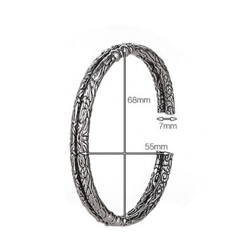 Bracelet manchette dragon en cuivre avec motif floral pour l'équilibre
