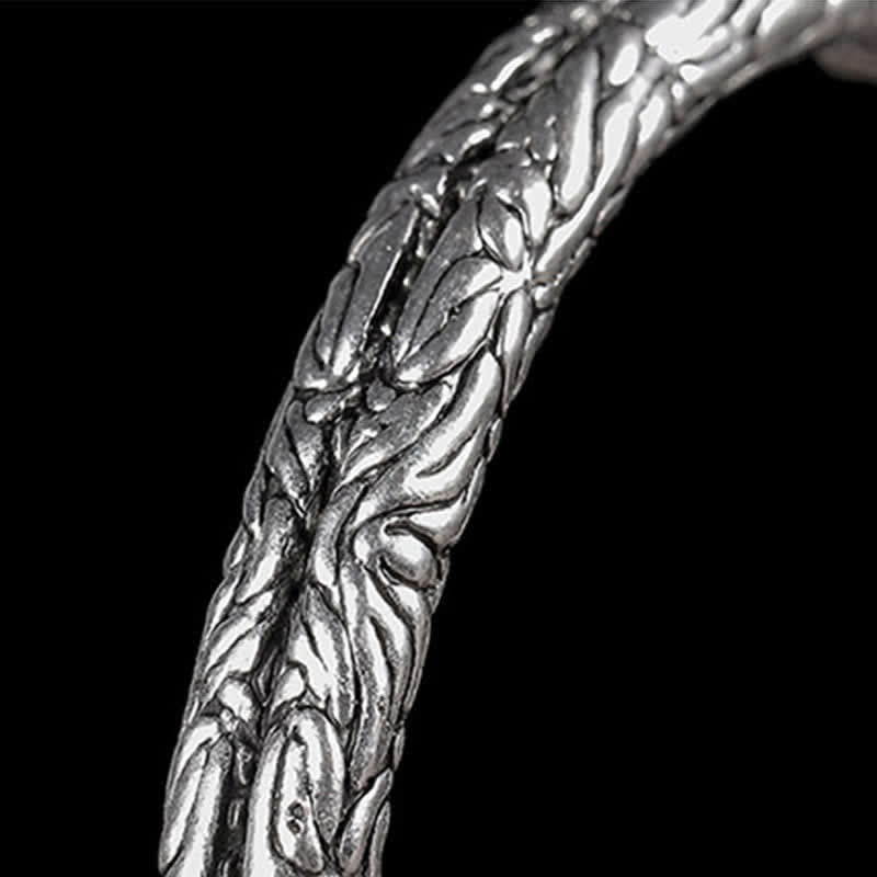 Bracelet manchette dragon en cuivre avec motif floral pour l'équilibre