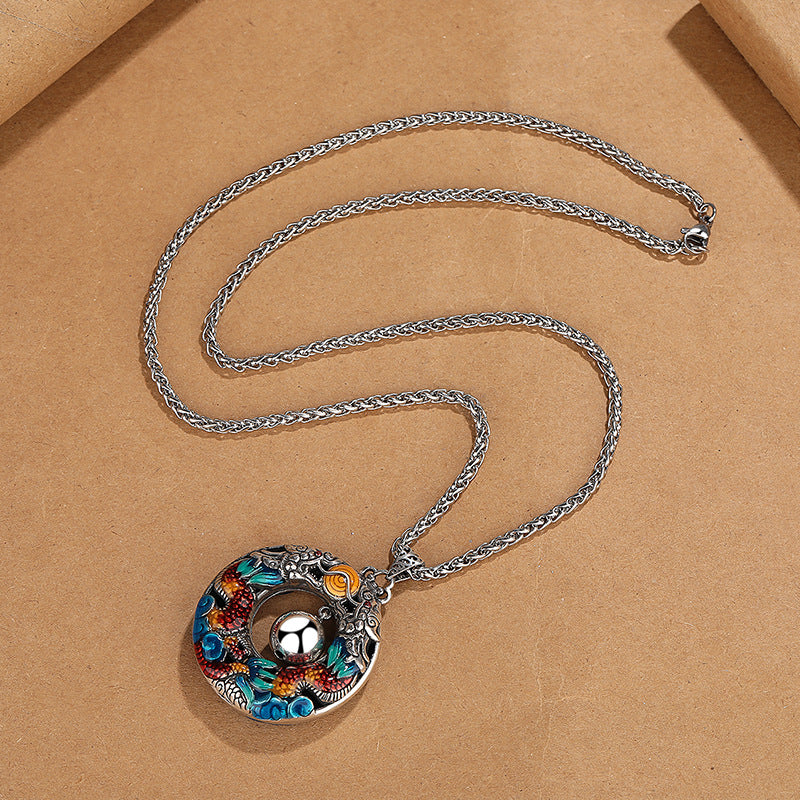 Collier Dragon en Cuivre | Pendentif Protection Double Dragon