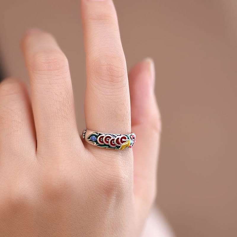 Bague Feng Shui en cuivre avec cinq pièces impériales pour la richesse