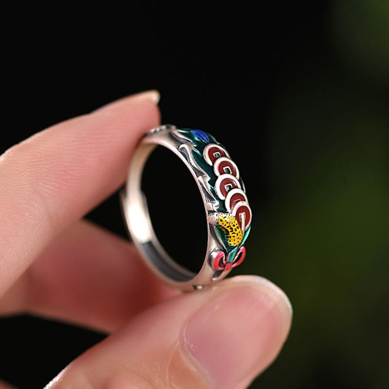Bague Feng Shui en cuivre avec cinq pièces impériales pour la richesse