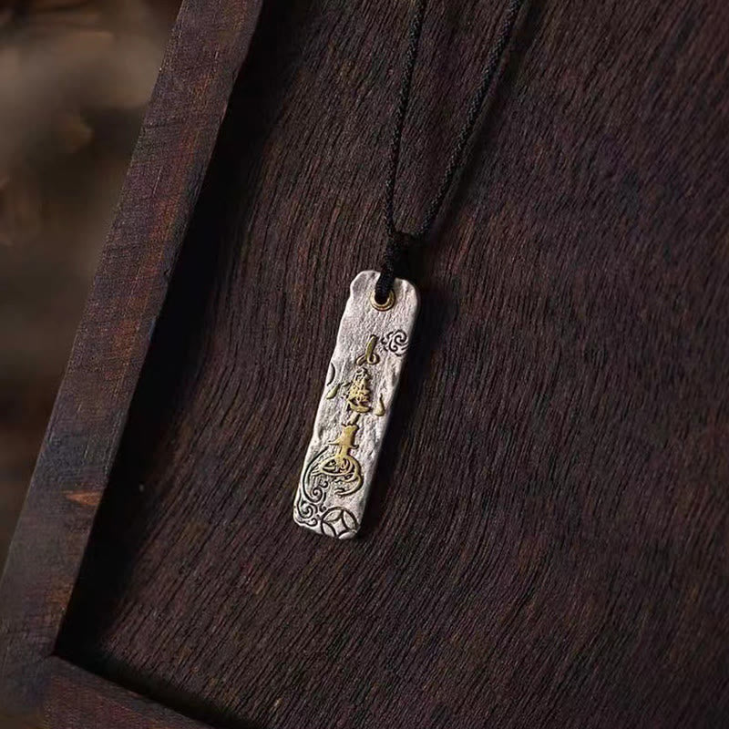 Collier porte-bonheur en cuivre | Pendentif de prospérité avec caractères chinois