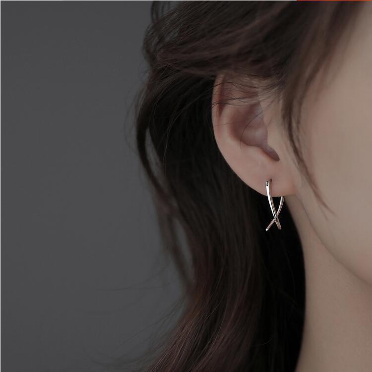 Boucles d'oreilles créoles spirituelles porte-bonheur en cuivre avec croix géométrique