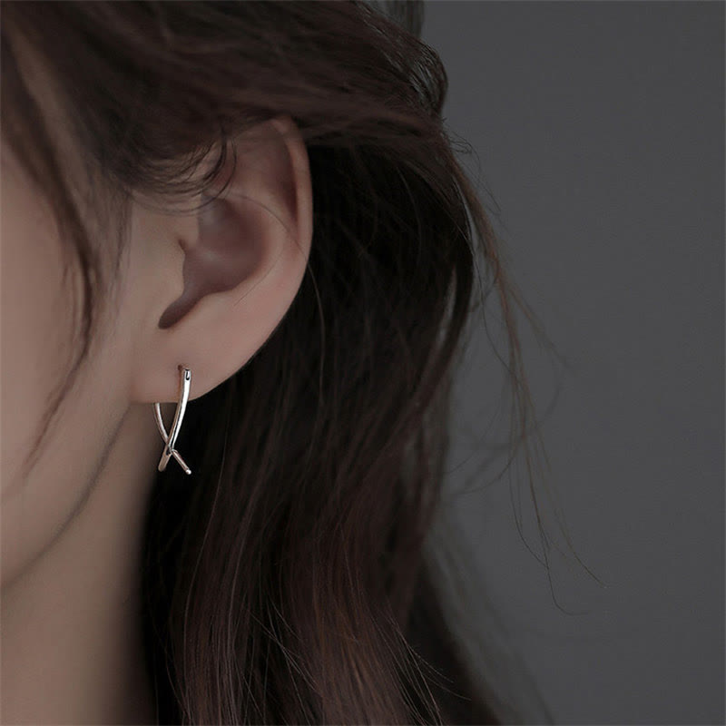 Boucles d'oreilles créoles spirituelles porte-bonheur en cuivre avec croix géométrique